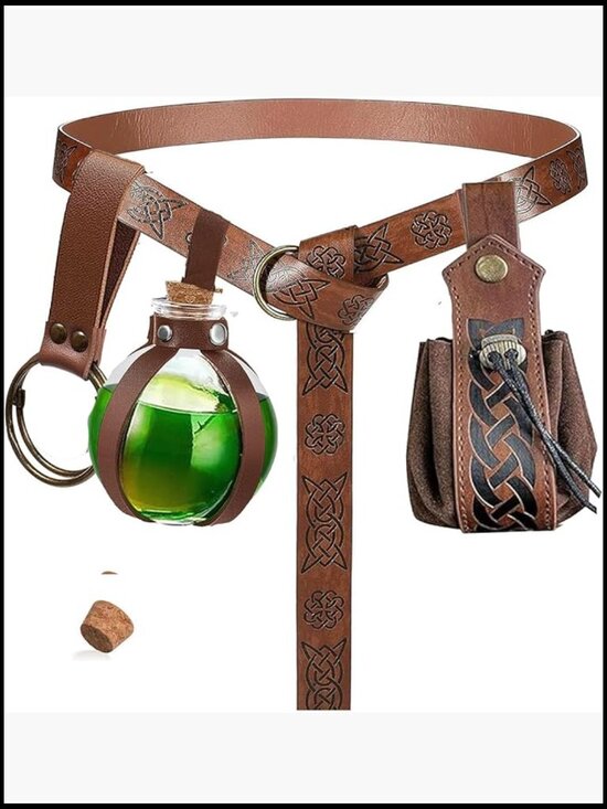 Halloween Renaissance Belt Pouch Costume Set Medieval Viking Pirate Leather main image 4